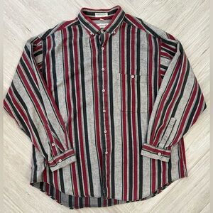 Vintage Cacharel Men's Flannelle du Selle Button Down Gray Striped XL